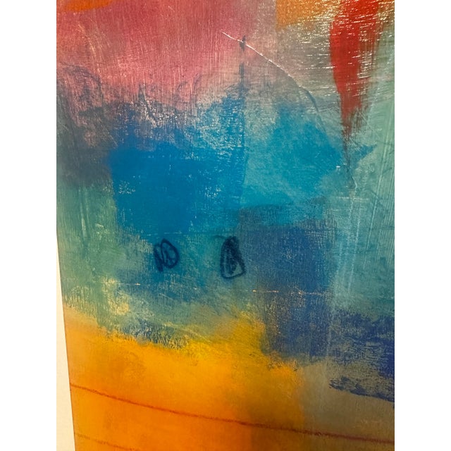 Textile ‘Sailing Away’ by Ursula J Brenner 54” Square Vibrant Abstract For Sale - Image 7 of 11