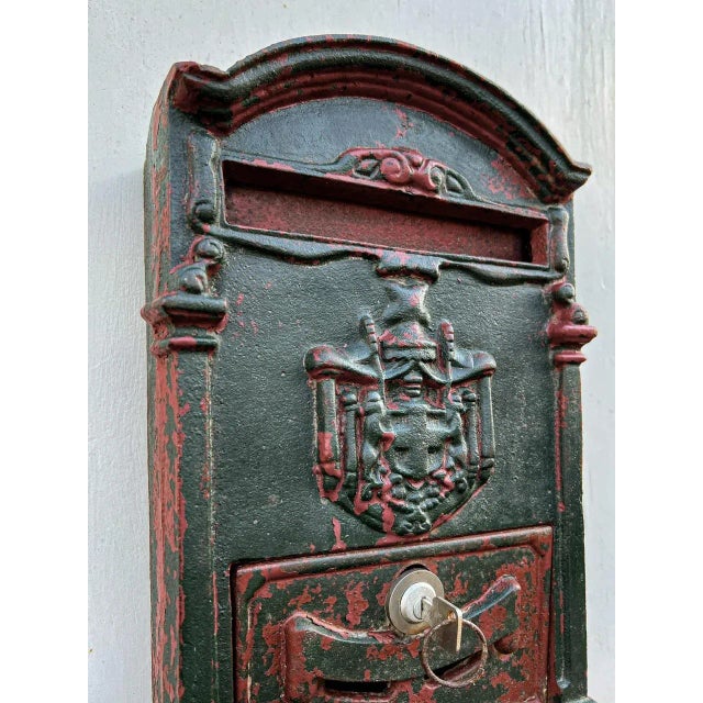 Green Late 19th Century French Cast Iron Post Office Mailbox , 1890s For Sale - Image 8 of 9