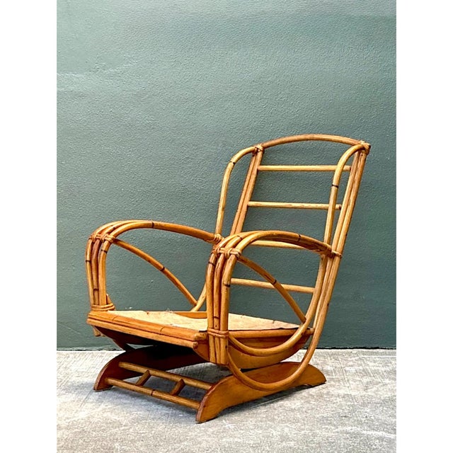 Vintage Heywood Wakefield Rattan Springer Lounge Chair For Sale - Image 9 of 12