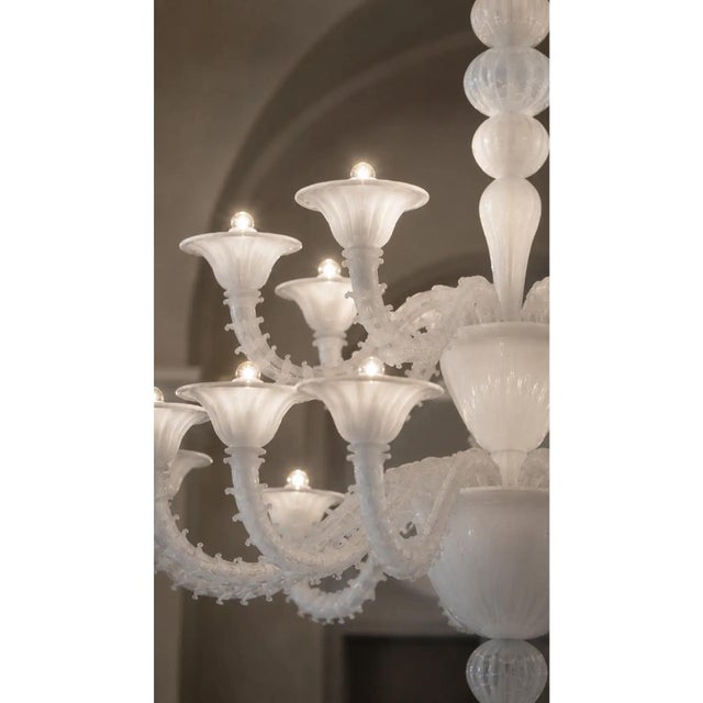 Monumental White Rezzonico Murano Glass Chandelier by Simoeng for Simoeng For Sale - Image 4 of 6