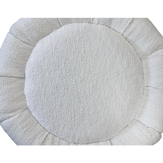 Contemporary Custom Round Bouclé Ottoman by Danny Cannon Custom Upholstery For Sale - Image 3 of 4