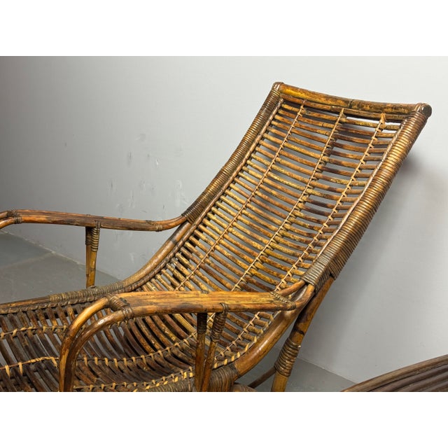 Vintage Bamboo Wheeled Garden Lounge Chairs, 1930, Set of 2 For Sale - Image 4 of 13