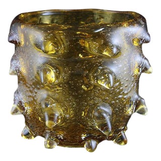 Late 20th Century Handblown Amber Bubble Glass Vessel From the Millennium Hilton New York One Un Plaza For Sale