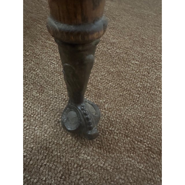 Early 20th Century Antique Tiger Oak Center Claw Foot Table With Shelf For Sale - Image 4 of 13