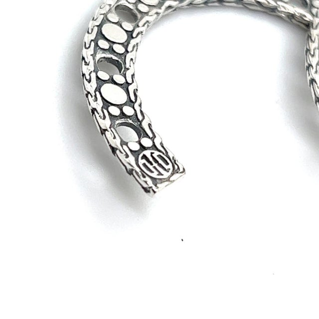 Traditional 1990s Pair of John Hardy Estate Dot Flat Hoop Earrings 1.95" Sterling Silver For Sale - Image 3 of 7