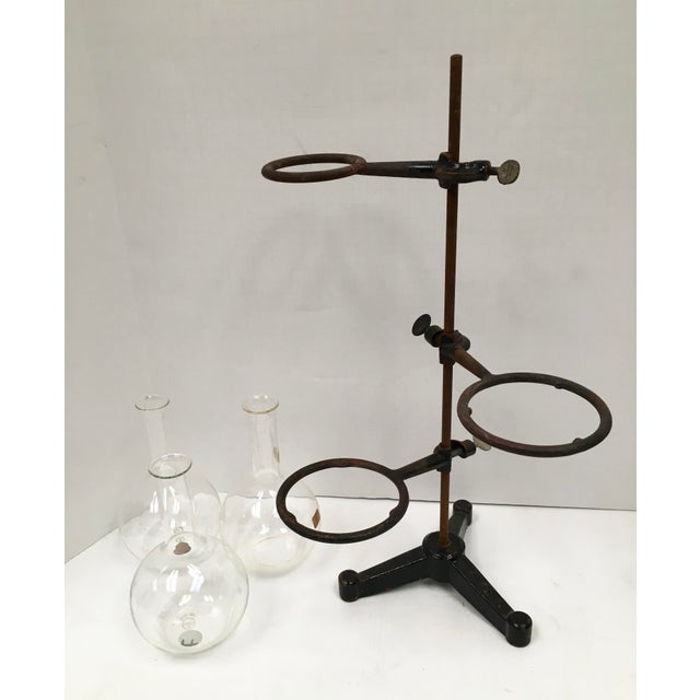 Antique Chemistry Lab Stand With Glass Beakers 4 Pc. Set Chairish