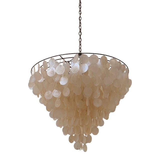 Modern Oly Studio Capiz Shell Coastal Chandelier For Sale