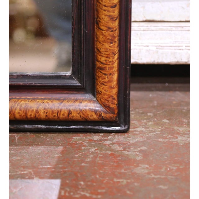 19th Century French Louis Philippe Burl Walnut Wall Mirror With Ebonized Trim For Sale In Dallas - Image 6 of 7