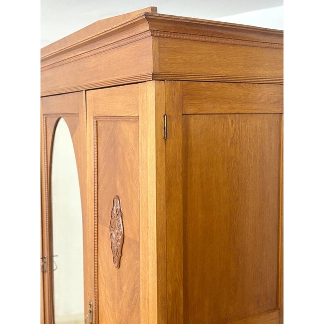 Art Nouveau German Wardrobe in Oak, 1920 For Sale - Image 9 of 13