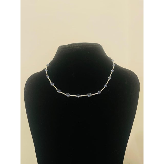 18k Gold Necklace With 13.10ct Blue Sapphire and 1.17ct Diamonds For Sale - Image 4 of 10