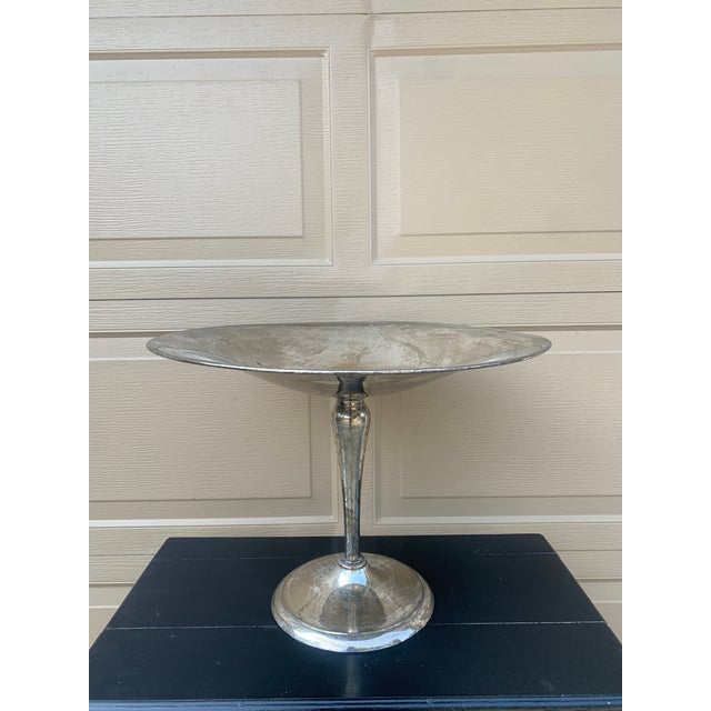 Late 20th Century Large Silver Plate Compotes, Pair For Sale - Image 4 of 12