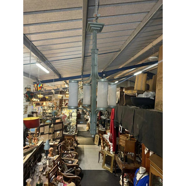 Art Deco Metal Chandelier For Sale - Image 9 of 12