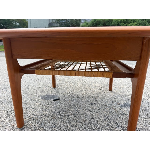 Wood Danish Mid Century Teakwood & Cane Side Table by Trioh For Sale - Image 7 of 12
