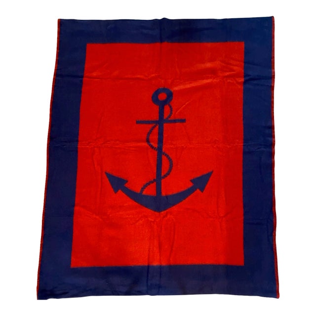 Asprey for Cunard Nautical Anchor Wool Blanket For Sale