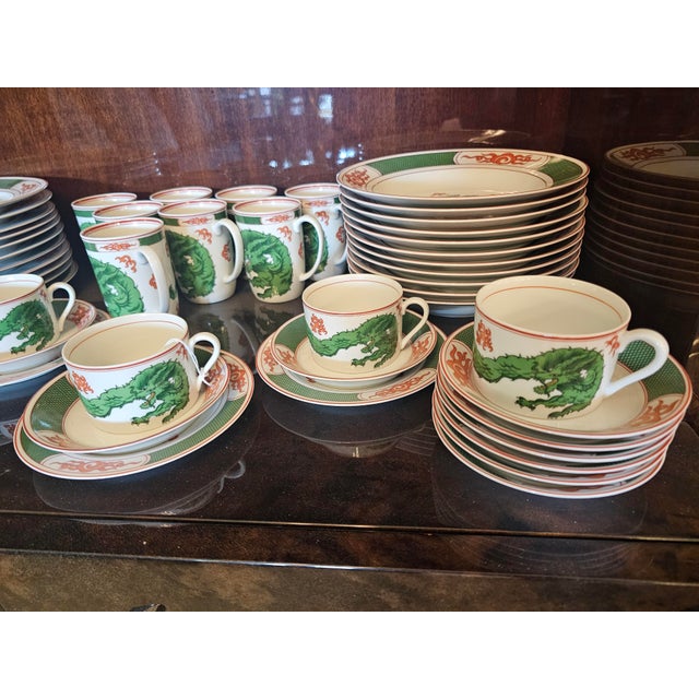 1970s "Dragon Crest" Set of Dishes by Fitz and Floyd- 61 Pieces For Sale - Image 9 of 11