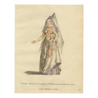 Jefferys, Countess of Holland and Zealand in 1480 with a Veiled Headdress, 1757, Engraving For Sale