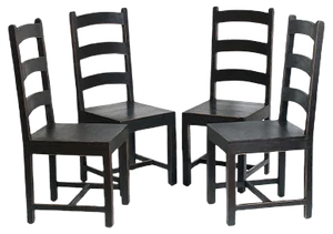 Ebonized Solid Oak Art Deco Dining Chairs, 1930s, Set of 4