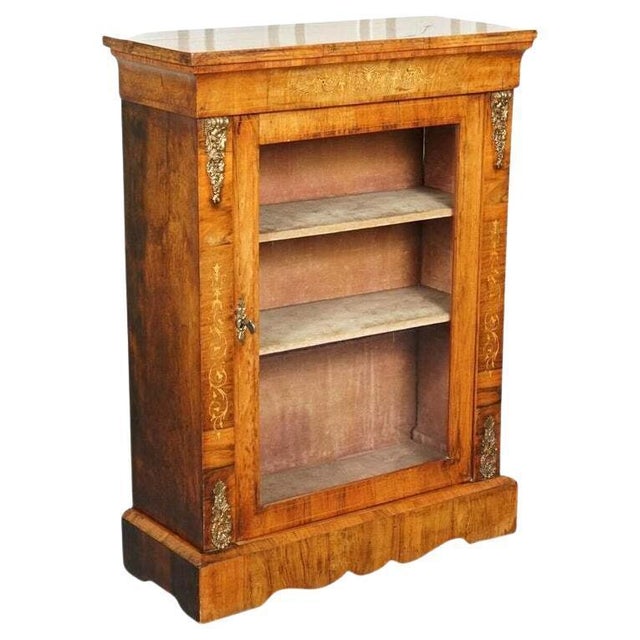 Victorian Pier-Glazed Burr Walnut Marquetry Cabinet with Ormolu Mounts, 1880s For Sale - Image 12 of 12