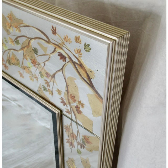 C.1970's LaBarge Chinoiserie-Style, Silver & Gold Leaf Burnished, Reverse Painted Eglomise Mirror For Sale - Image 15 of 18