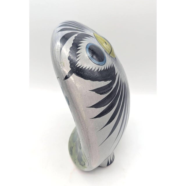 Mexican 1970s Tonalá Mexico Ceramic Owl Figurine For Sale - Image 3 of 13