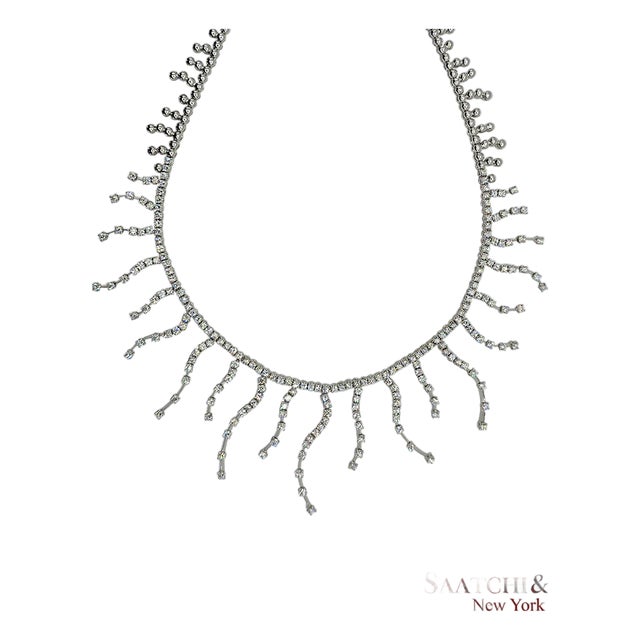 18k (750) White Gold - 12.60 Ct Natural Diamond -Vvs: Necklace For Sale