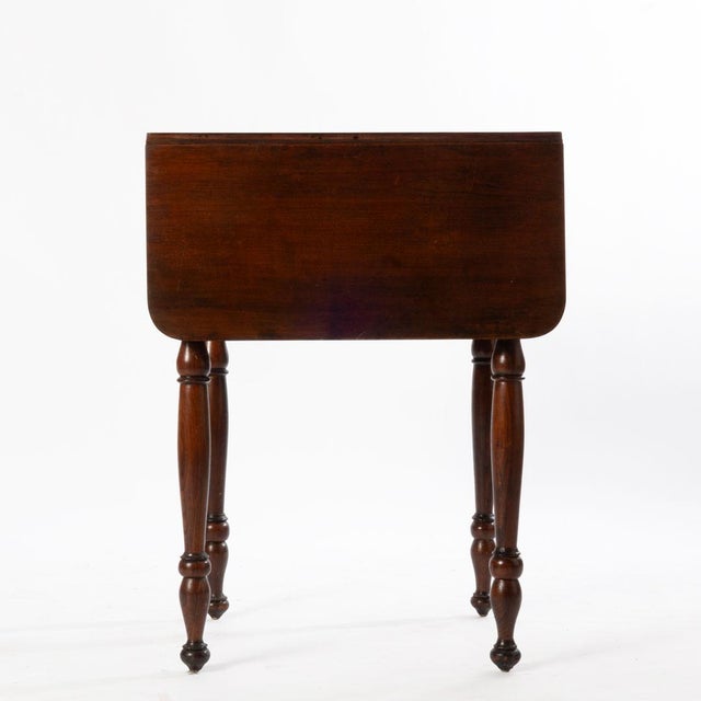 Early 2 Drawer Drop Leaf Work Table For Sale - Image 4 of 7