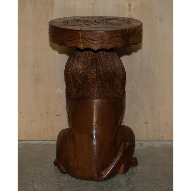 Set of Vintage Hand Carved Male Lion Stools with Ornate Decoration For Sale - Image 17 of 18