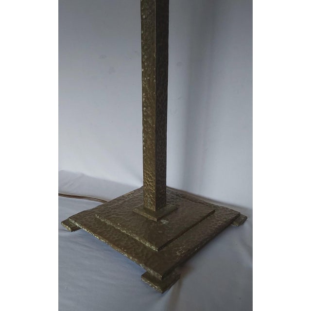 Brown Antique Arts & Crafts, Mission Hand Hammered Bronze Lamp For Sale - Image 8 of 10