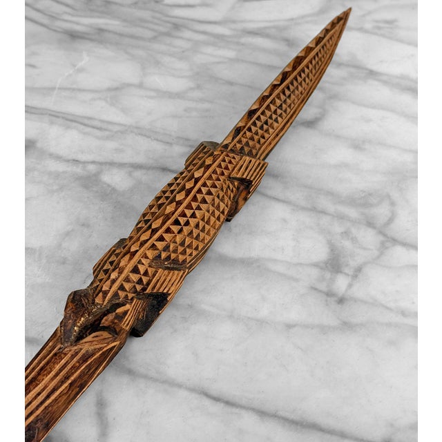 Wood Vintage African Tribal Crocodile Wood Carved Sculpture - 19" For Sale - Image 7 of 9