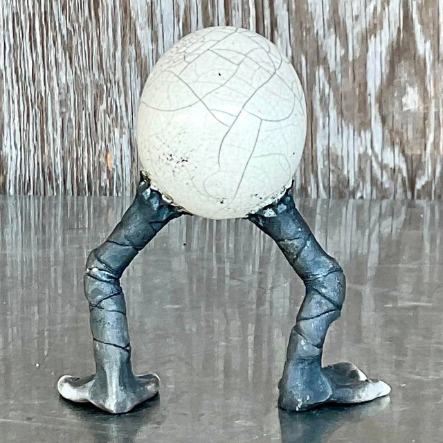 Vintage Vintage Boho Raku Fired Egg Sculpture For Sale In West Palm - Image 6 of 16