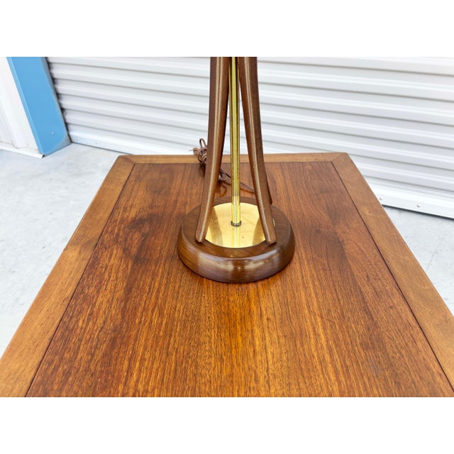 Brown Mid Century Sculpted Walnut Table Lamp For Sale - Image 8 of 8