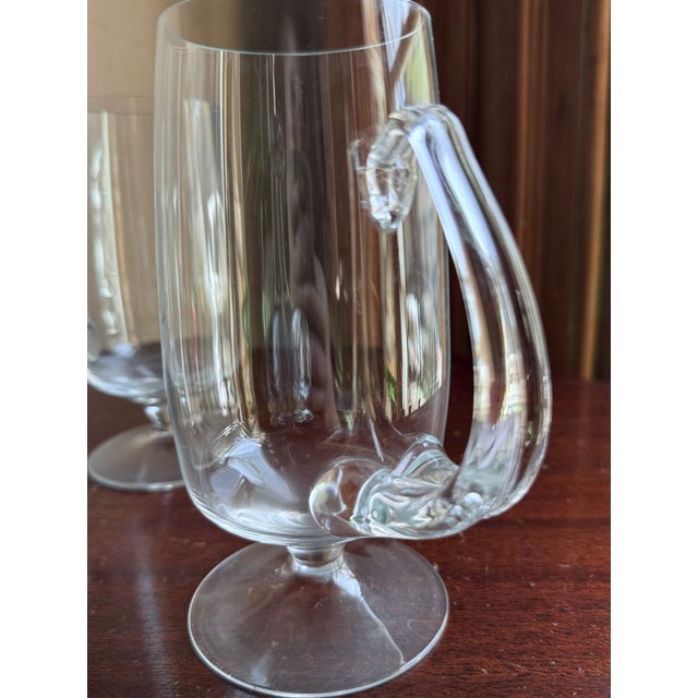 Mid 20th Century Mid Century Modern Hand Blown Crystal Irish Coffee Glasses Footed Teardrop Handles - a Pair For Sale - Image 9 of 10