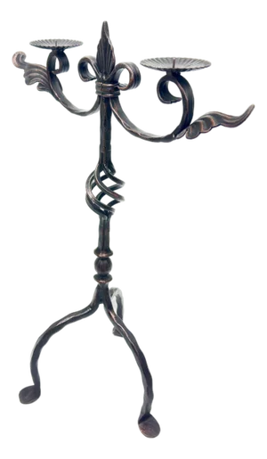 Hand Forged Iron Candelabra 23″ (59cm) Antique Copper Finish Grand Wide & Tall Centerpiece
