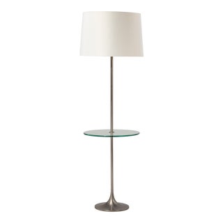 1970s Vintage Laurel Mid-Century Modern Tulip Base Floor Lamp Floating Glass Table For Sale