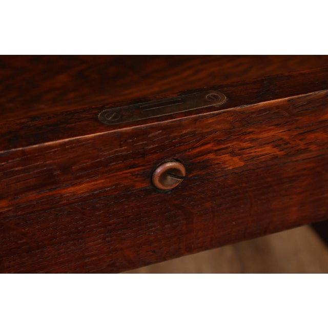 Limbert Antique Arts & Crafts Oak Writing Desk #492 1/4 For Sale - Image 13 of 18