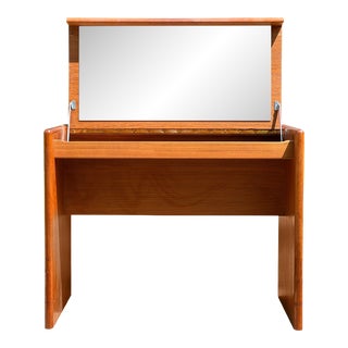 1960s Mid-Century Danish Teak Vanity With Flip Open Top For Sale