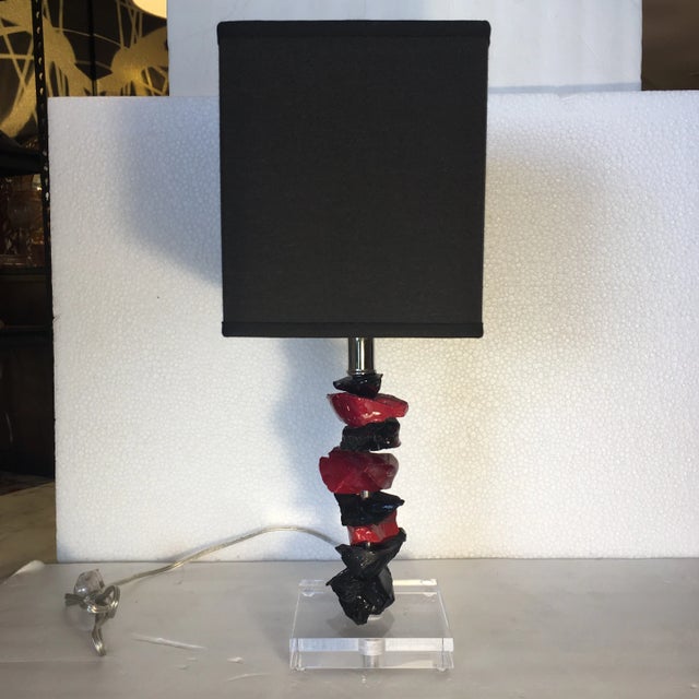 Black Luigi Benzoni Stacked Murano Chunk - Glass Lamp For Sale - Image 8 of 9