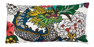 Schumacher Chiang Mai Dragon Pillow in Alabaster