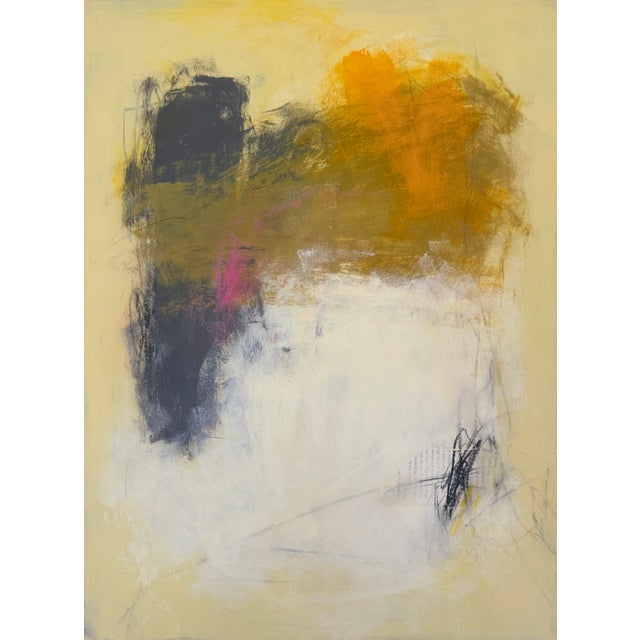 This piece was created with acrylic paint, graphite, oil pastel and collage pieces on lightweight, mixed media paper;...