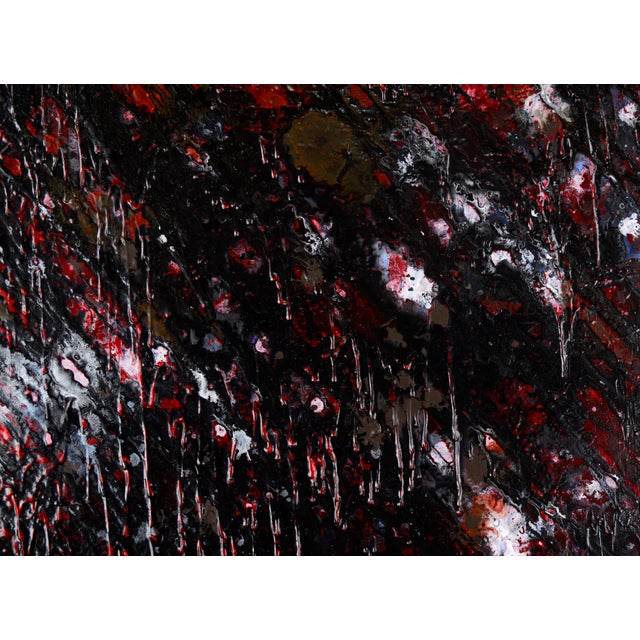 Late 20th Century Red and Black Abstract Expressionist Composition in Acrylic on Canvas by Charles David Francis For Sale - Image 5 of 8
