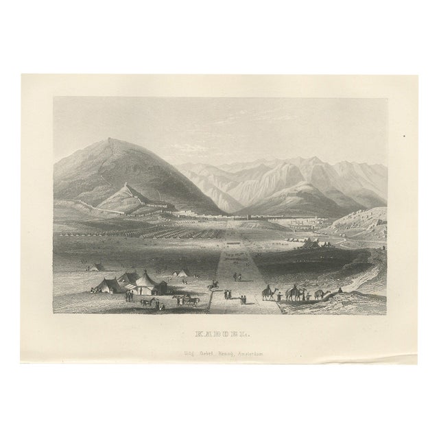 View of Kabul with Its Hilltop Walls and Encampment, 1859, Paper For Sale