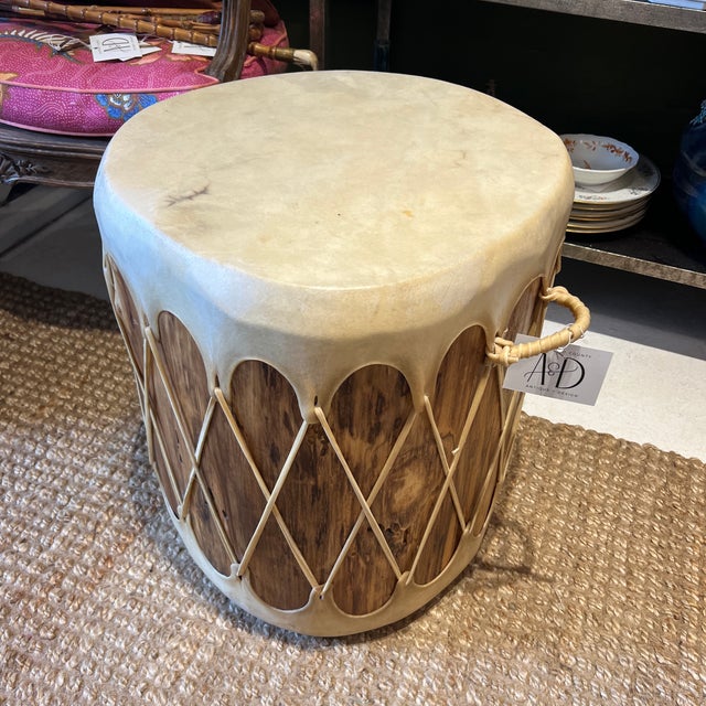 Native American Drum Side Table For Sale - Image 4 of 7