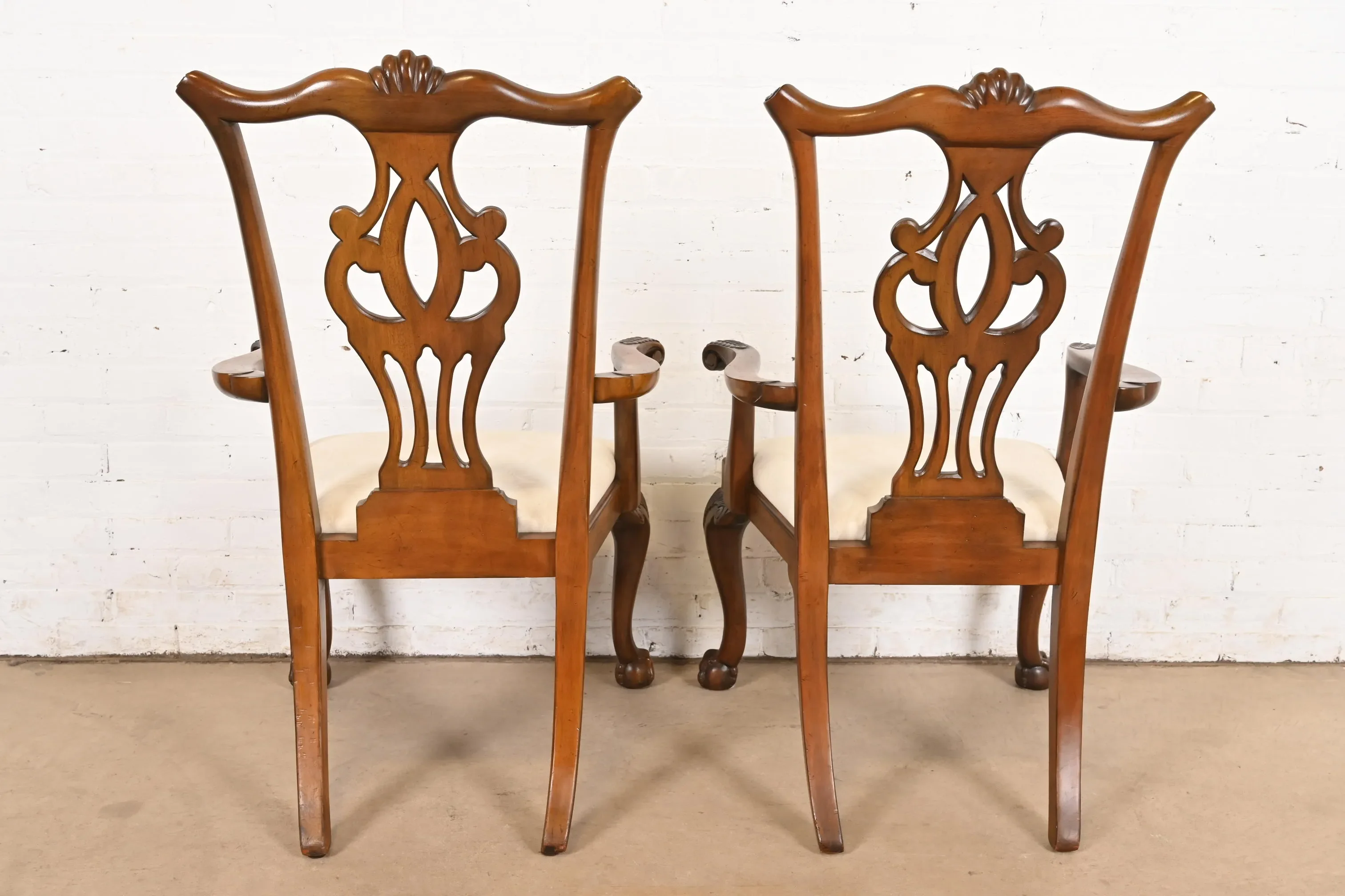 Drexel Heritage Chippendale Carved Mahogany Dining Chairs, Set of