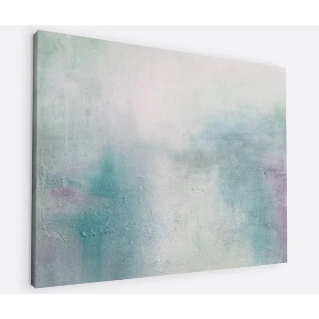 Abstract "Lakehouse at Dusk" KR Moehr Abstract Original Art Canvas Print of Blue Lavender Grey Somber Water For Sale - Image 3 of 5