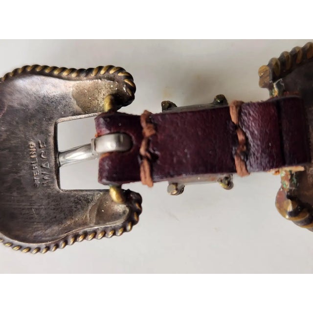 1970s Western Watch Sterling Silver Leather Band For Sale - Image 9 of 18