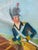 American Vintage Naive Folk Art Painting, Equestrian Officer, Signed Anna Werner For Sale - Image 3 of 8