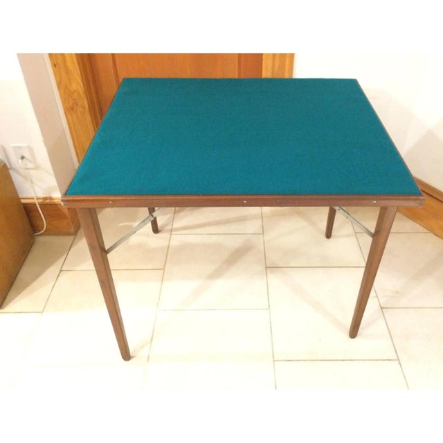 Wood Vintage Mid-Century Modern Wood Lightweight Foldable Poker/Game Table For Sale - Image 7 of 13