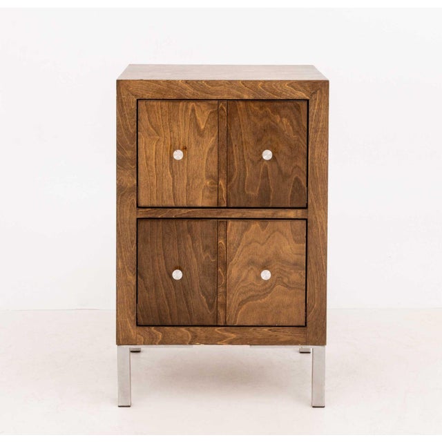 Art Deco Style Stained Wood Chest of Drawers, the two drawers with silver-tone metal pulls. 26.25" H x 16.75" W x 16" D....