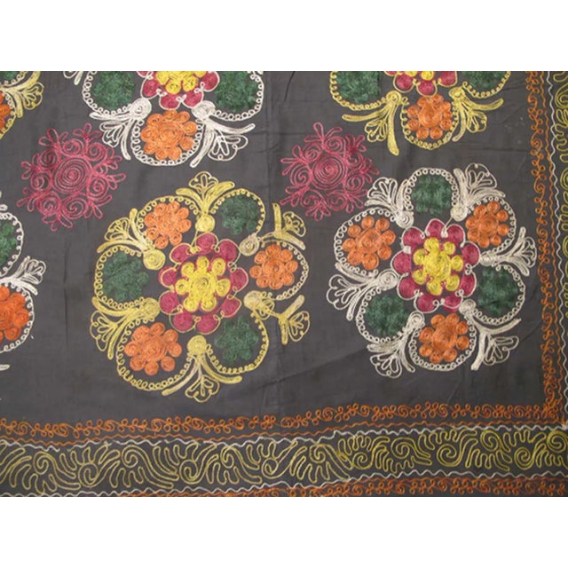 Large Vintage Suzani With All-Over Embroidery For Sale In Atlanta - Image 6 of 7