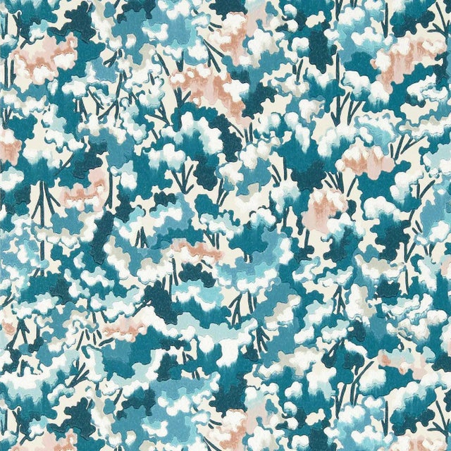 Harlequin Tree Tops Wallpaper in Midnight/Positano/Cornflower - a Sample For Sale